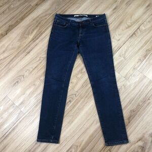 Leara Woman Dark Wash Size 6 Slim Fit Straight Ankle Jeans